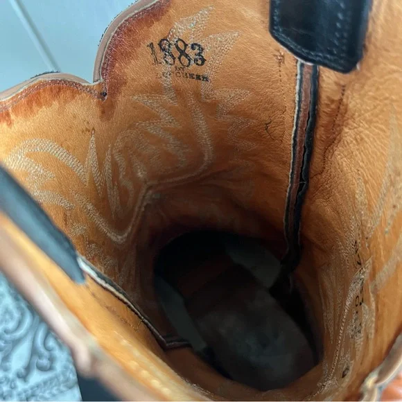 Lucchese 1883 N7361 Two Tone Western Boots Embroidered Snip Toe Men’s 9 B Narrow - Picture 7 of 9